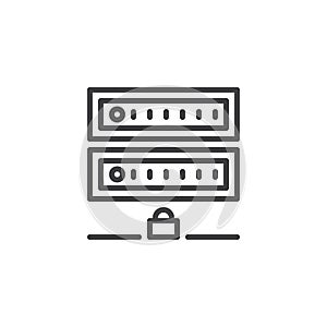 Computer server security line icon