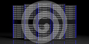 Computer server storage units on white background. 3d illustration