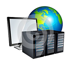 Computer servers and globe