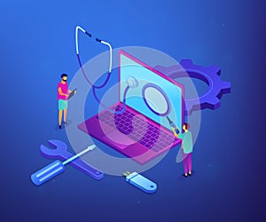 Computer service concept vector isometric illustration.