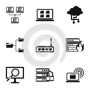 Computer setup icons set, simple style