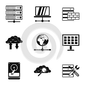 Computer setup icons set, simple style