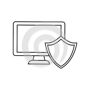 computer shield server banner icon