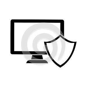 computer shield server banner icon