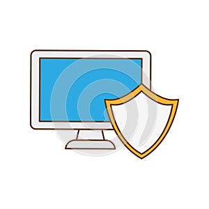 computer shield server banner icon