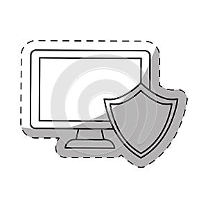 computer shield server banner icon