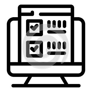 Computer showing check marks on survey form for online feedback
