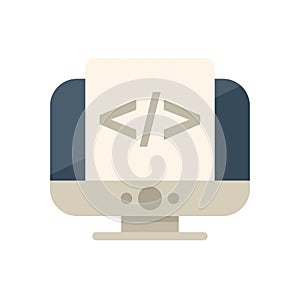 Computer showing html code programming icon