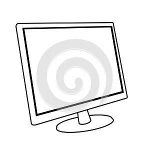 Computer silhouette on white background. Blank screen.