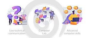 Computer skills requirement abstract concept vector illustrations.
