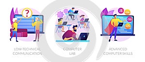 Computer skills requirement abstract concept vector illustrations.