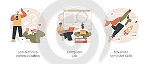 Computer skills requirement abstract concept vector illustrations.