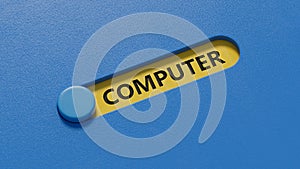 computer.slide switch spelling.Flat lay view from above on slide switch buttons..