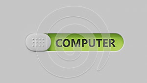 computer.slide switch spelling.Flat lay view from above on slide switch buttons.