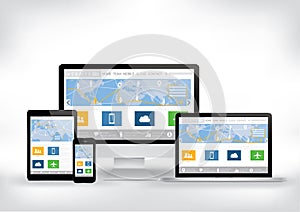 Computer, smart phone, tablet , laptop screen website template