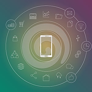 computer smartphone and tablet background of the icons vector