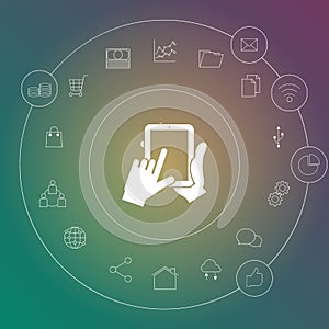 computer smartphone and tablet background of the icons vector