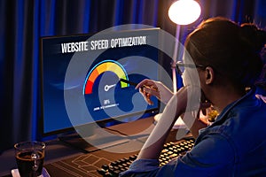 Computer software evaluating website loading speed brisk.