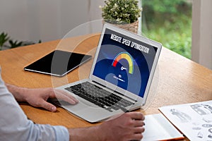 Computer software evaluating website loading speed brisk.