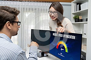 Computer software evaluating website loading speed brisk.