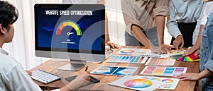 Computer software evaluating website loading speed brisk.