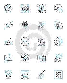 Computer software linear icons set. Code, Program, Application, Algorithm, Interface, Platform, Script line vector and