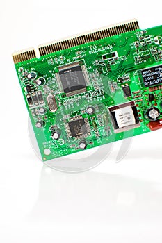 Computer sound card and USB hub isolated on white