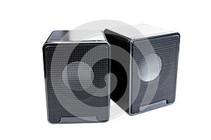 Computer speakers on white