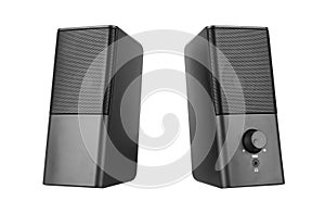 Computer speakers on a white background