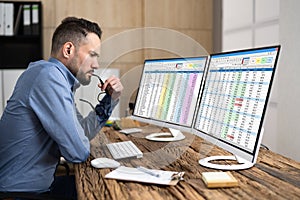 Computer Spreadsheet Data Analyst Man