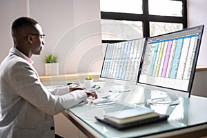 Computer Spreadsheet Data Analyst Man