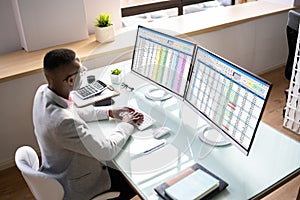 Computer Spreadsheet Data Analyst Man