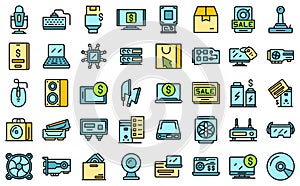 Computer store icons set vector flat
