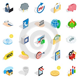 Computer support icons set, isometric style