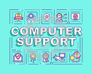 Computer support word concepts blue banner