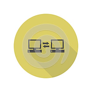 computer synchronization long shadow icon. Simple glyph, flat vector of web icons for ui and ux, website or mobile application