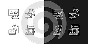 Computer system attacks linear icons set for dark and light mode