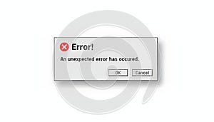 Computer system displaying error message pop up
