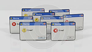 Computer system failure warning error pop ups