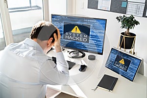 Computer System Hacked. Virus Software Screen