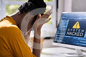 Computer System Hacked. Virus Software Screen