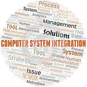 Computer System Integration typography vector word cloud.