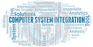 Computer System Integration typography vector word cloud.