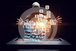 Computer system security concept . Mixed media