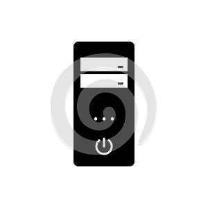 Computer system unit black icon on white background