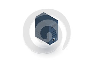 Computer system unit, bloc isometric flat icon. 3d vector