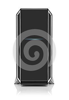 Computer system unit on a white background.