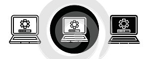Computer system update outline icon collection or set. Computer system update Thin vector line art