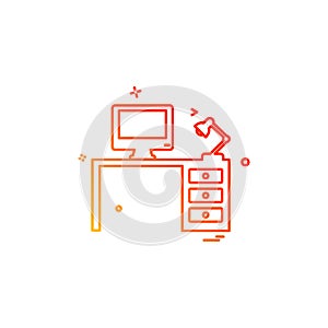 Computer table icon design vector