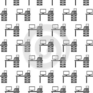 Computer table icon seamless pattern isolated on white background